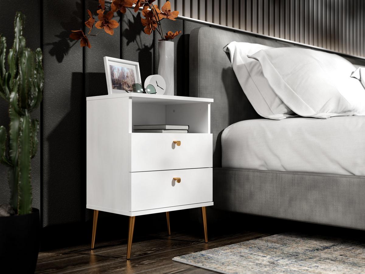 NACHTTISCH Weiß 50/69,5/33,9 - Weiß, Holzwerkstoff (50/70/34cm) - RAUMHIRSCH FURNITURE