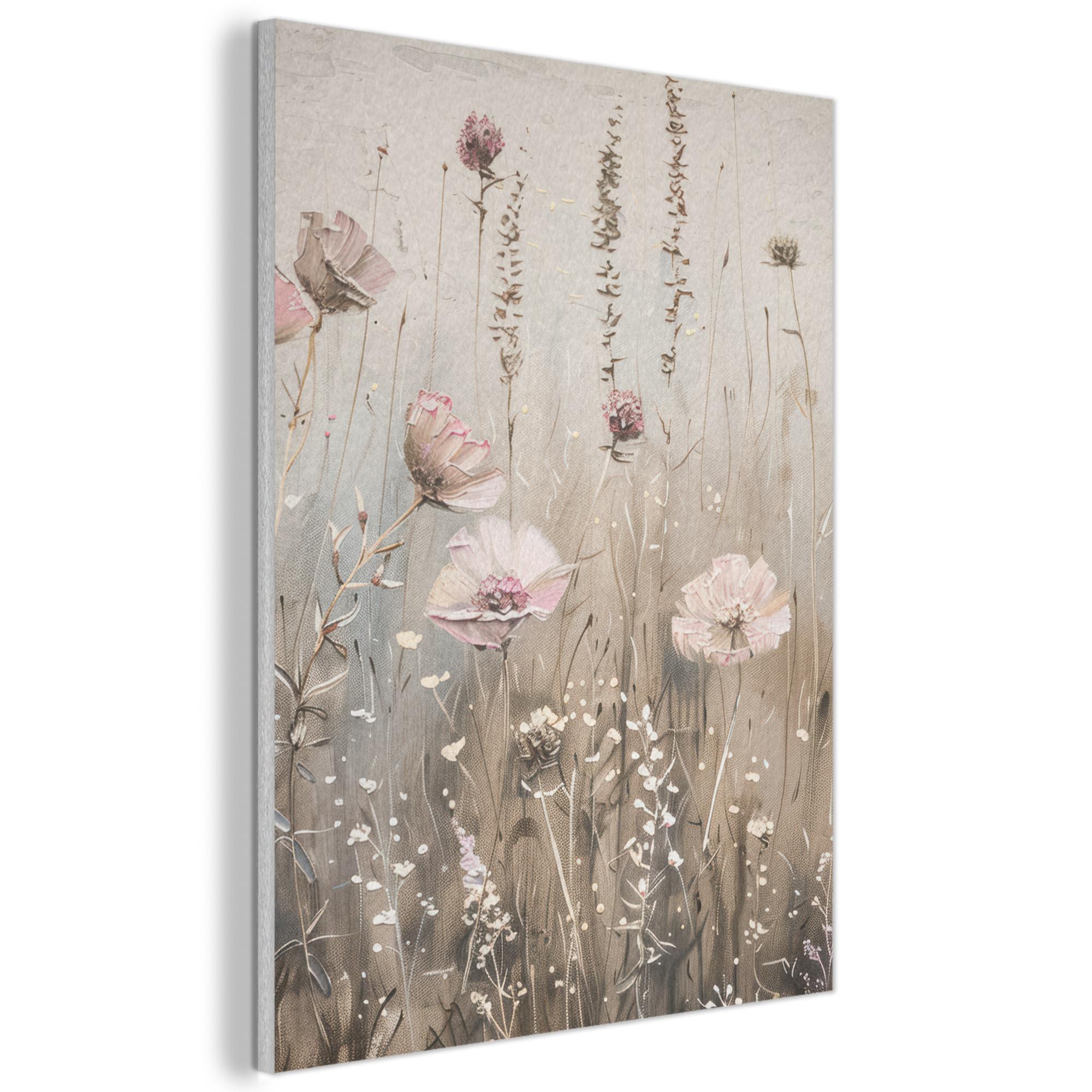 AKUSTIKBILD Blumen - Rosa - Modern - Beige Wandbilder 60x80 cm - Beige, Kunststoff (60/80/0.9cm) - MuchoWow