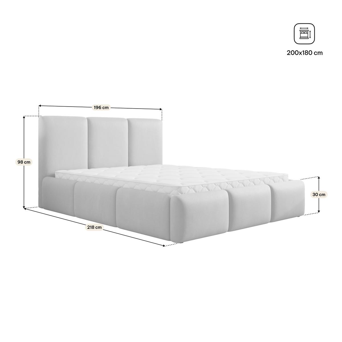 POLSTERBETT ARSIL 180x200 cm mit Bettkästen - Hellgrau - Hellgrau, Holz/Textil (180/200cm) - MASSENO