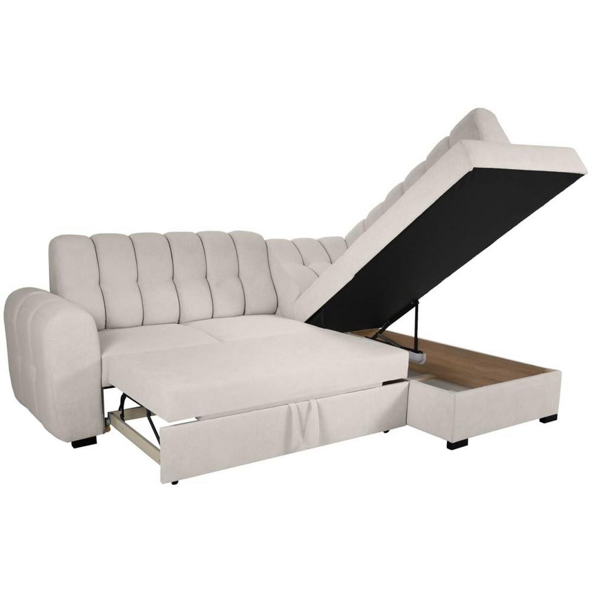 ECKSCHLAFSOFA Zoja rechts beige - Beige/Schwarz, Textil (261/193cm) - Beautysofa
