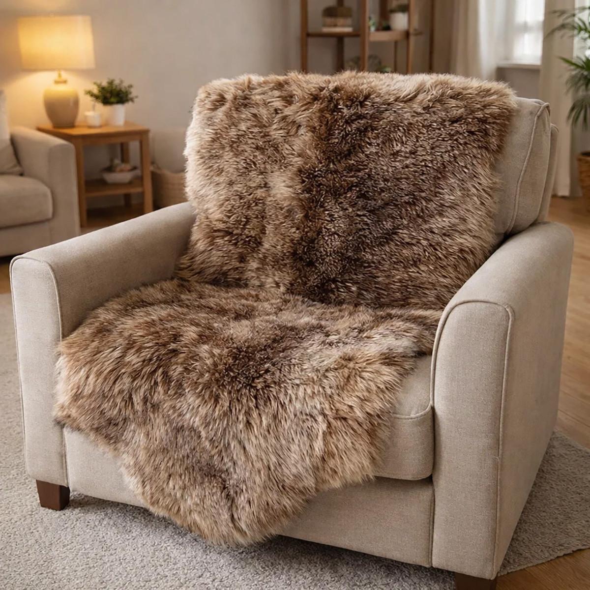 FELL Öko Schaffell Lammfell Ice Brown ca. 125 cm - Braun, Fell (75/125cm) - Provellus