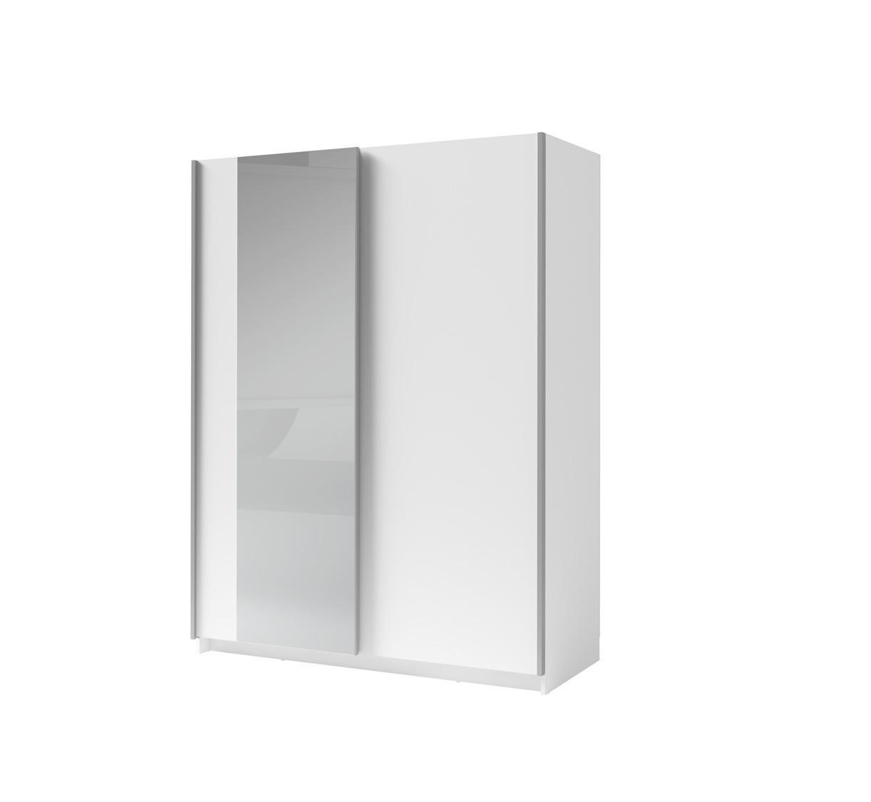 SCHWEBETÜRENSCHRANK ELRON 150,6/198,5/62cm 2-türig mit Spiegel Weiß - Weiß, Holzwerkstoff (150.6/198.5/62cm) - MASSENO