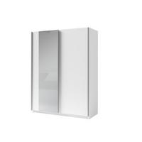 SCHWEBETÜRENSCHRANK ELRON 150,6/198,5/62cm 2-türig mit Spiegel Weiß - Weiß, Holzwerkstoff (150.6/198.5/62cm) - MASSENO