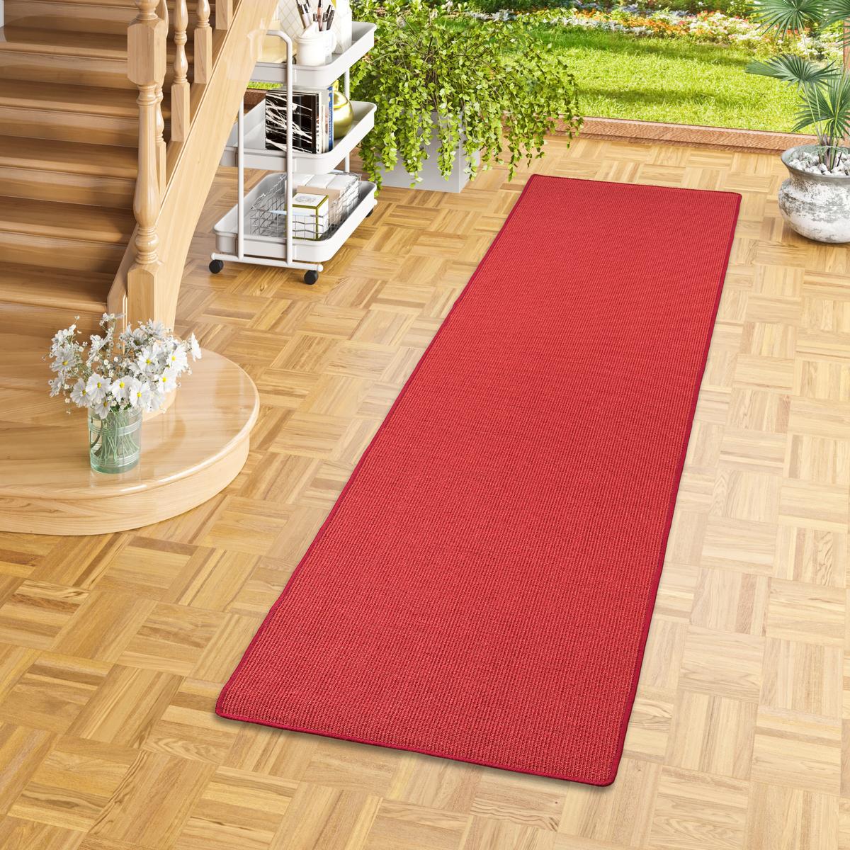 SISAL NATUR LÄUFER TEPPICH - Rot, Textil (80/400cm) - Snapstyle