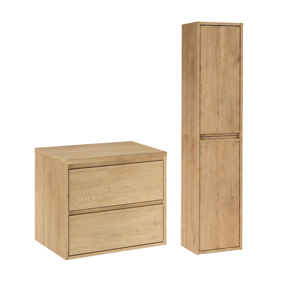 WASCHTISCHUNTERSCHRANK 60cm Edmé 2er-Set Holz - Braun, Holzwerkstoff (60/52.2/46cm) - Petits-meubles