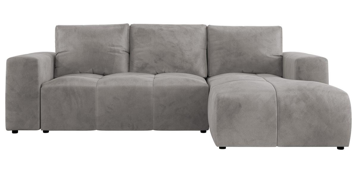 ECKSOFA MONIVA Hellgrau Velvet - Rechts - Hellgrau/Schwarz, Textil (266/164cm) - MKS