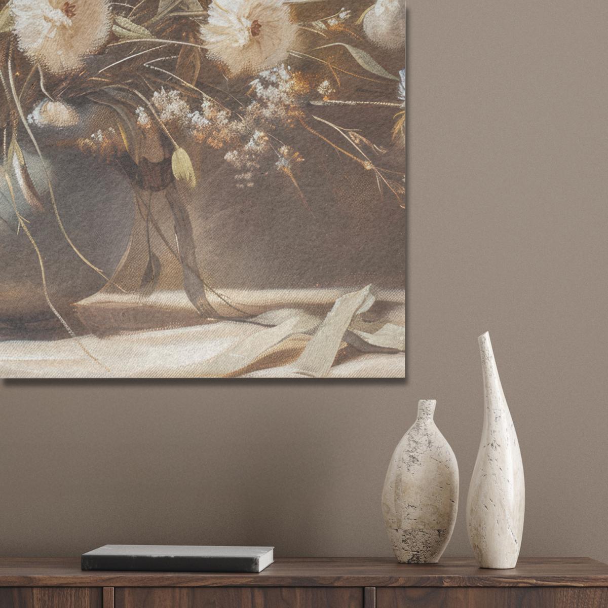 AKUSTIKBILD Blumen - Vase - Stilleben - Beige Akustikpaneele 80x80 cm - Creme, Kunststoff (80/80/0.9cm) - MuchoWow
