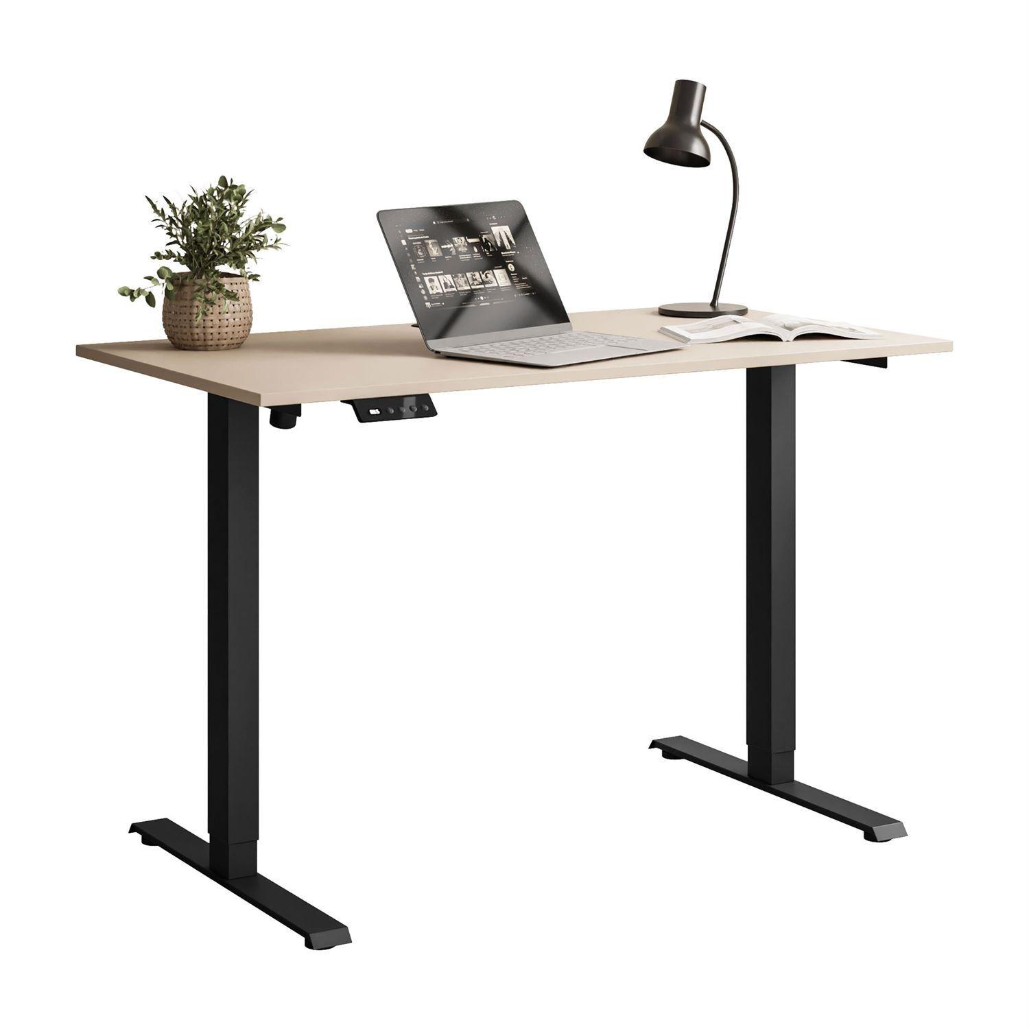 SCHREIBTISCH SPACE höhenverstellbar mit Metallbeinen schwarz/Kaschmir - Kaschmir, Holzwerkstoff (60/110/69.5cm) - Lookway