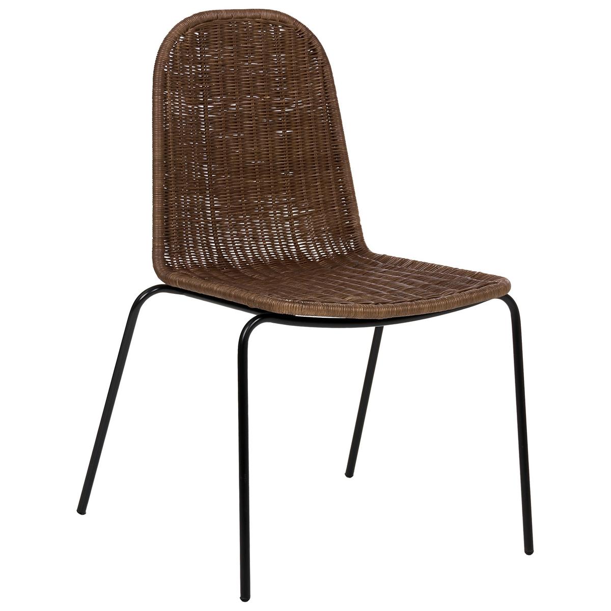 ESSZIMMERSTUHL 2er-Set Rattan Dunkelbraun Roxton - Dunkelbraun, Naturmaterialien (56/85/54cm) - Beliani