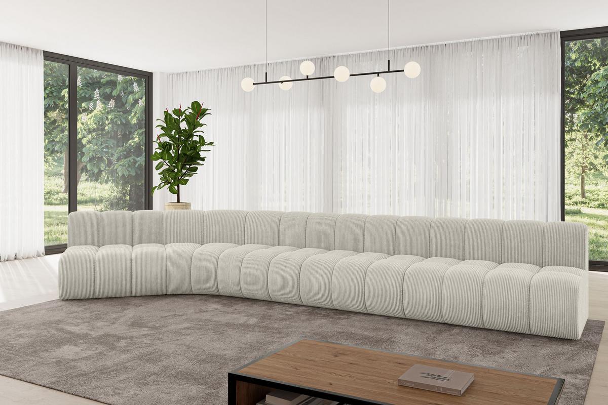 ECKSOFA modulares Sofa Montra-L3 - 472x174x70 cm Creme - Hellgrau/Creme, Holzwerkstoff/Textil (472/174cm) - ALTDECOR