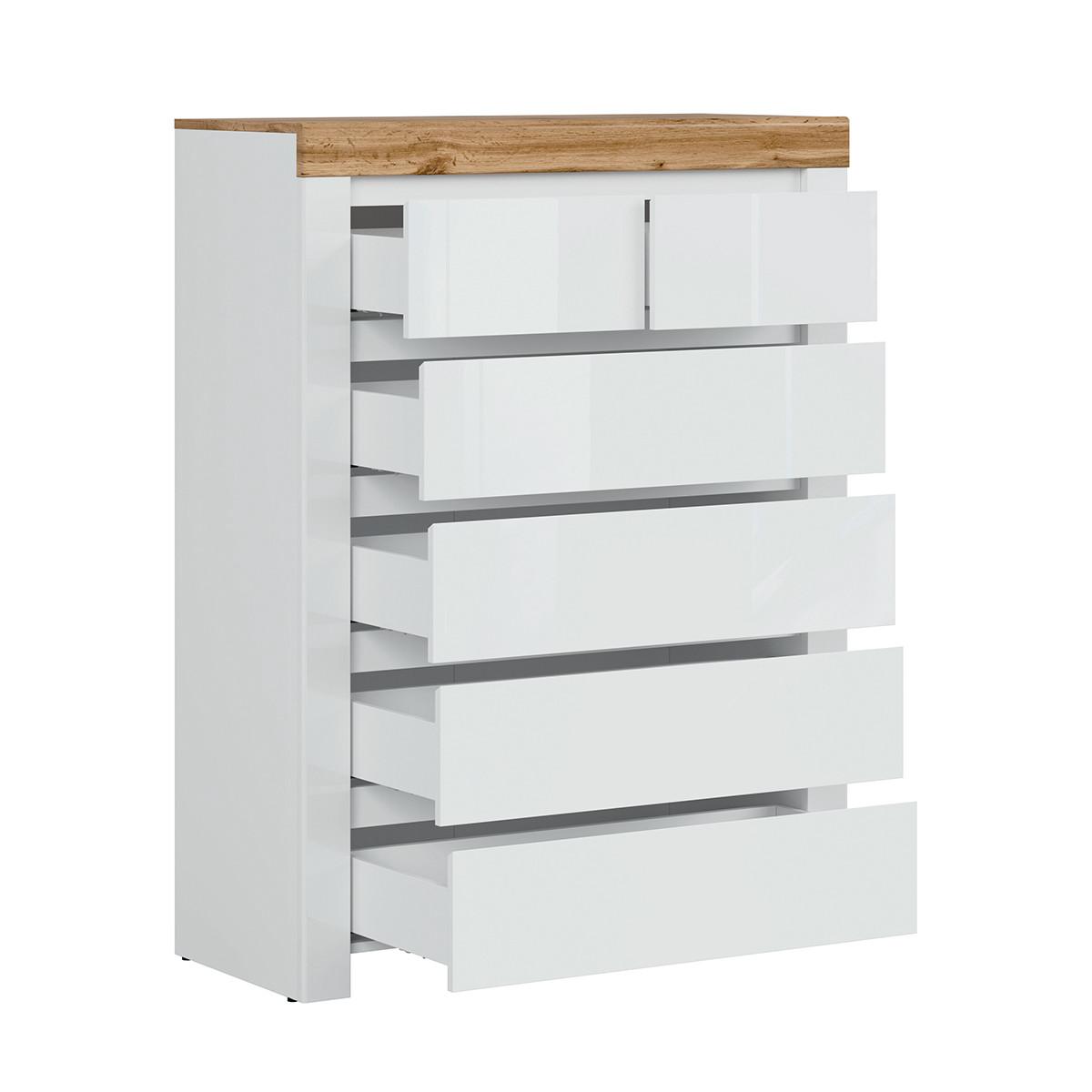 KOMMODE Hella Weiß und Holz - Weiß, Holzwerkstoff (98/130/42cm) - Petits-meubles