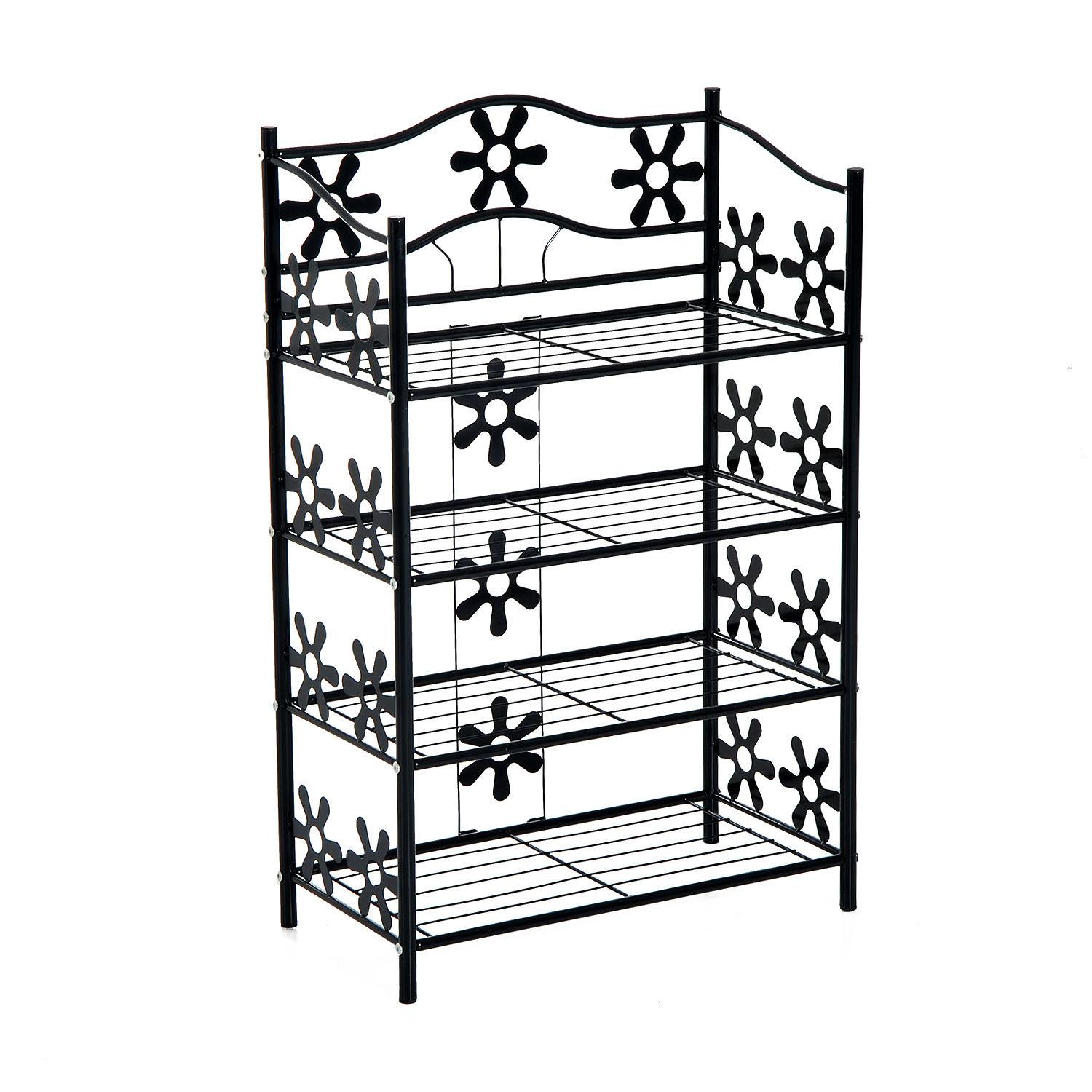 SCHUHREGAL, Standregal, Ständer, 4 Ebenen, Metall, 59,5 x 30 x 92 cm, Schwarz - Schwarz, Metall (30/92/595cm) - HOMCOM