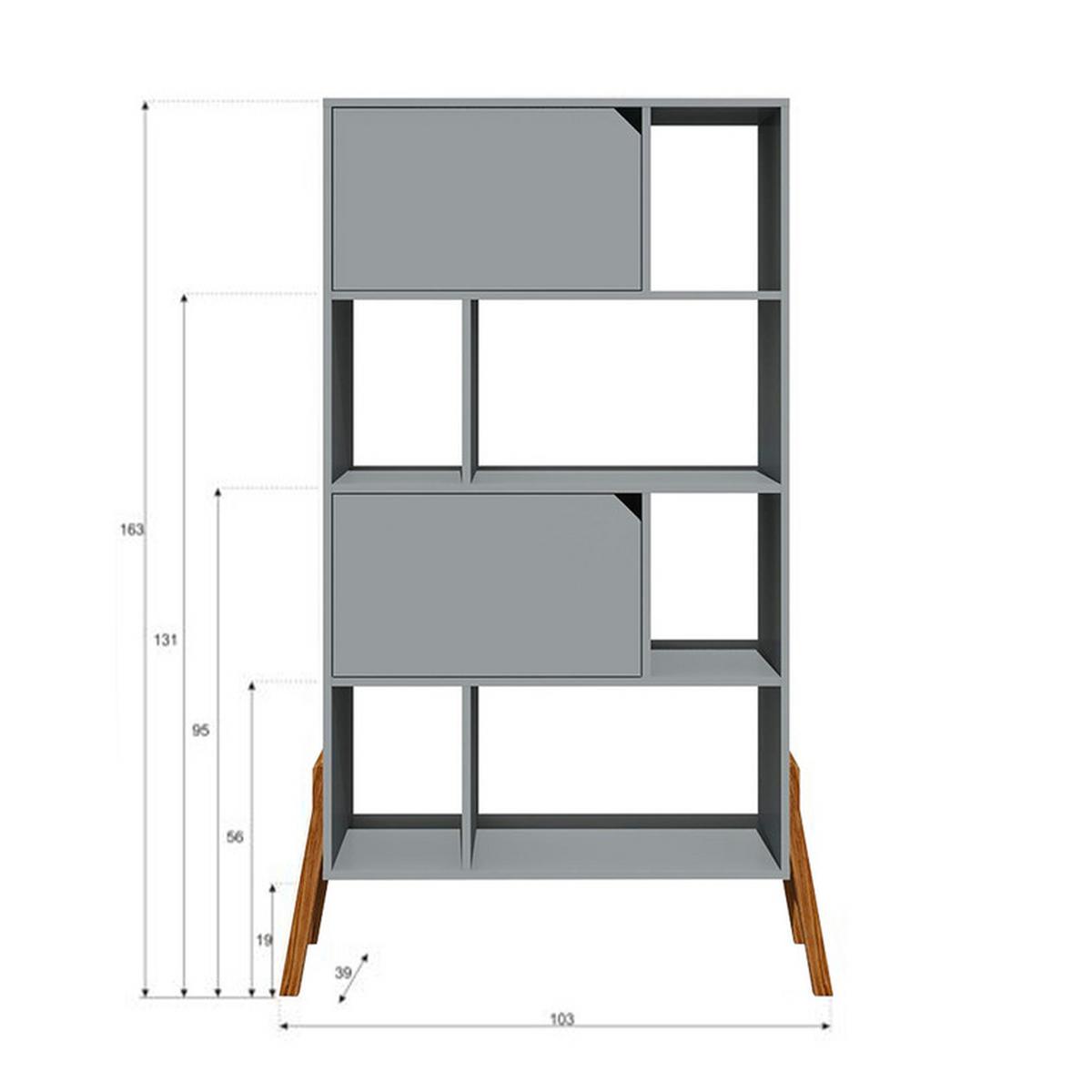 BÜCHERREGAL Grau - Grau, Holzwerkstoff (103/163/39cm) - Petits-meubles