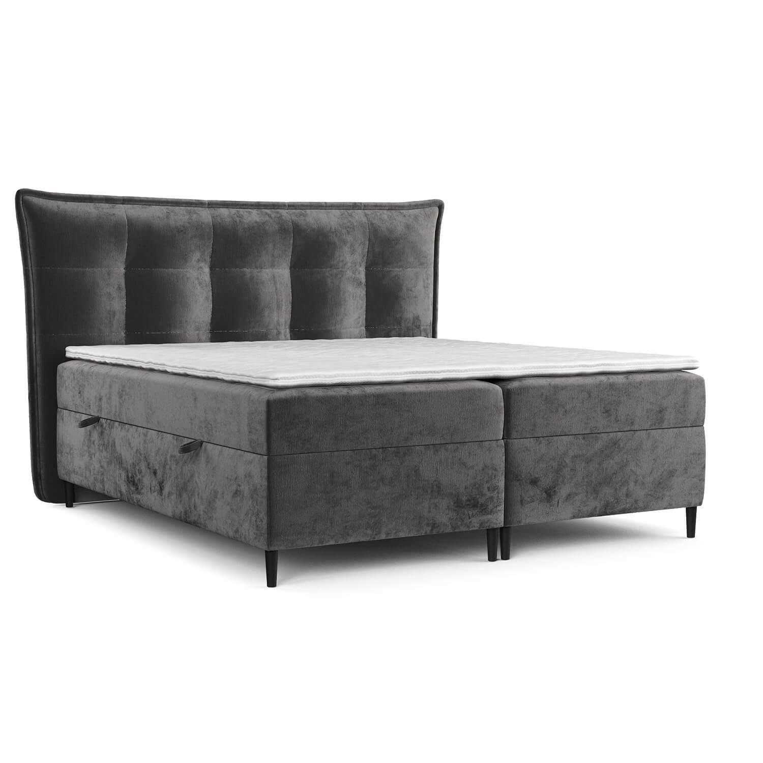 BOXBETT Las Palmas 180/200 cm Stahl im Lotta Stoff - Graphitfarben/Schwarz, Holz/Holzwerkstoff (180/200cm) - AltaBeds