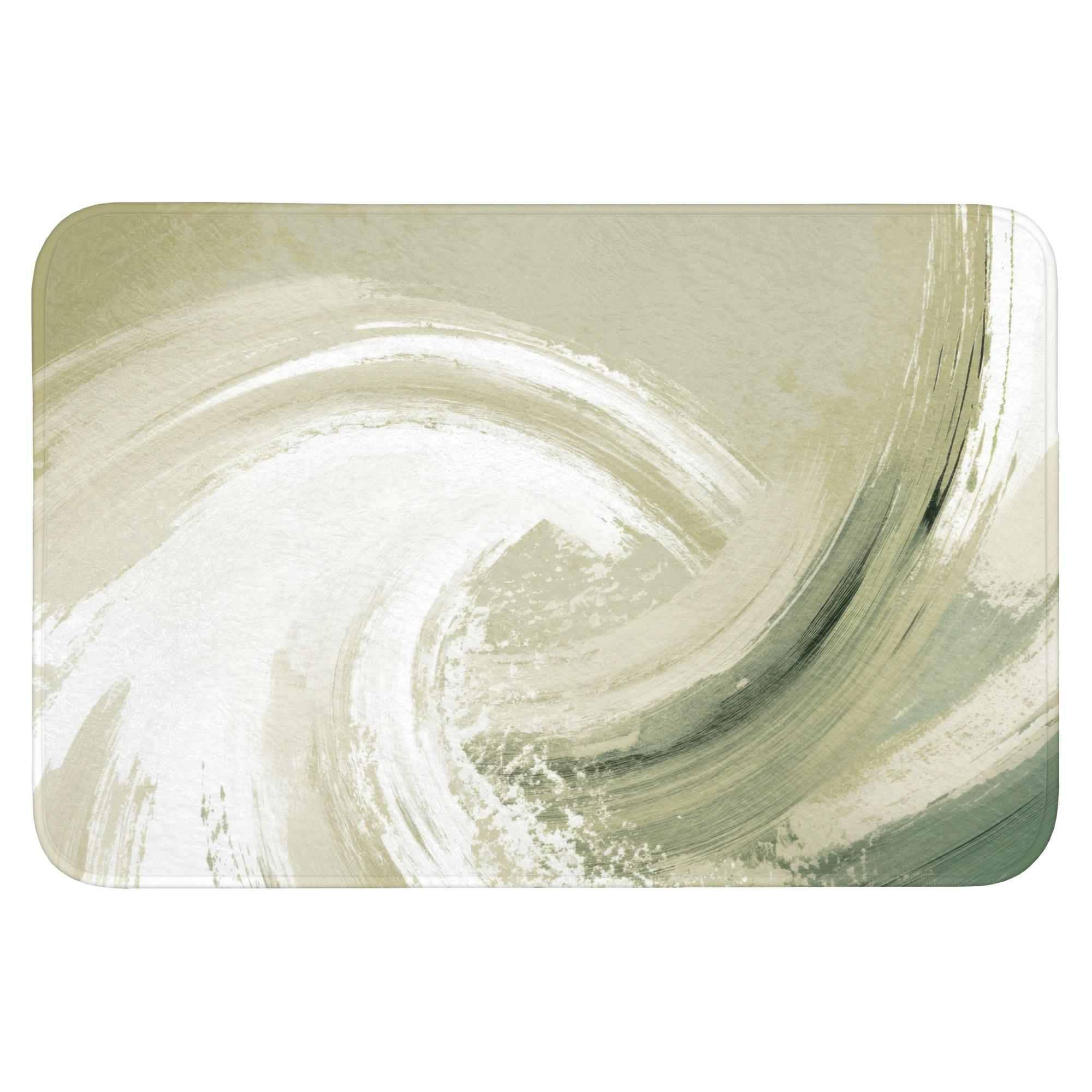 BADEMATTE Abstrakt - Pinselstriche - Wellen - Grün Badvorleger 90x60 cm - Mintgrün, Textil (90/60cm) - OnlyWow