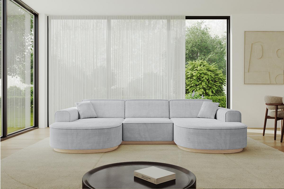 WOHNLANDSCHAFT MARI-U1-v1 - 303x171x83 cm Grau Cord - Grau, Holzwerkstoff/Textil (303/83/171cm) - ALTDECOR