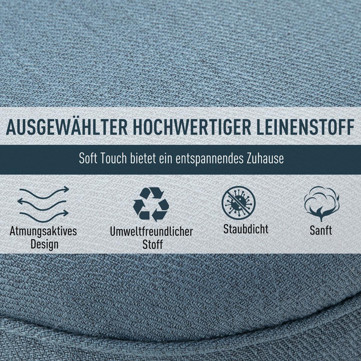 RELAXSESSEL, Sessel, Erhöhte Füße, Blau - Blau, Textil (69/77/52.5cm) - HOMCOM