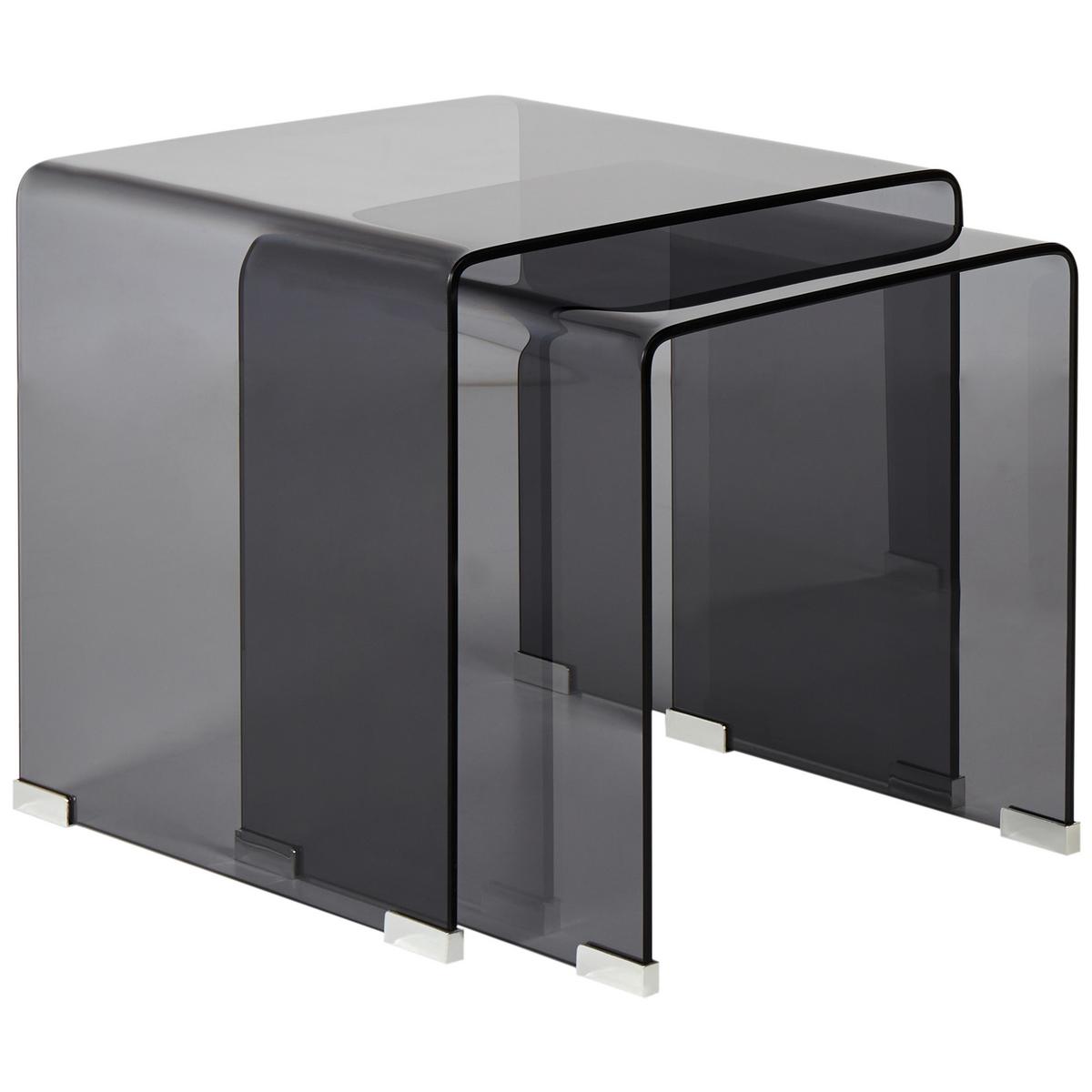 BEISTELLTISCH 2er Set Schwarz Kendall - Schwarz, Glas (42/42/42cm) - Beliani