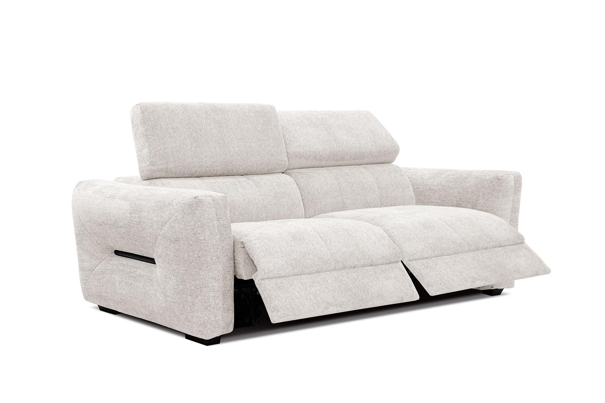 SOFA CALVERA 3-Sitzer mit 2 Relaxfunktionen, weiß - Weiß, Holzwerkstoff/Textil (204/79/106cm) - Wozimo