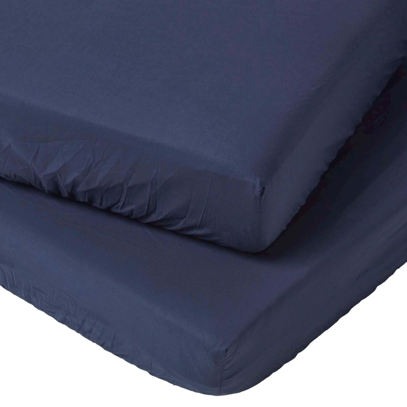 KINDER-SPANNBETTLAKEN 2er-Set, Ägyptische Baumwolle, 70/140 cm - Dunkelblau, Textil (70/140cm) - Homescapes
