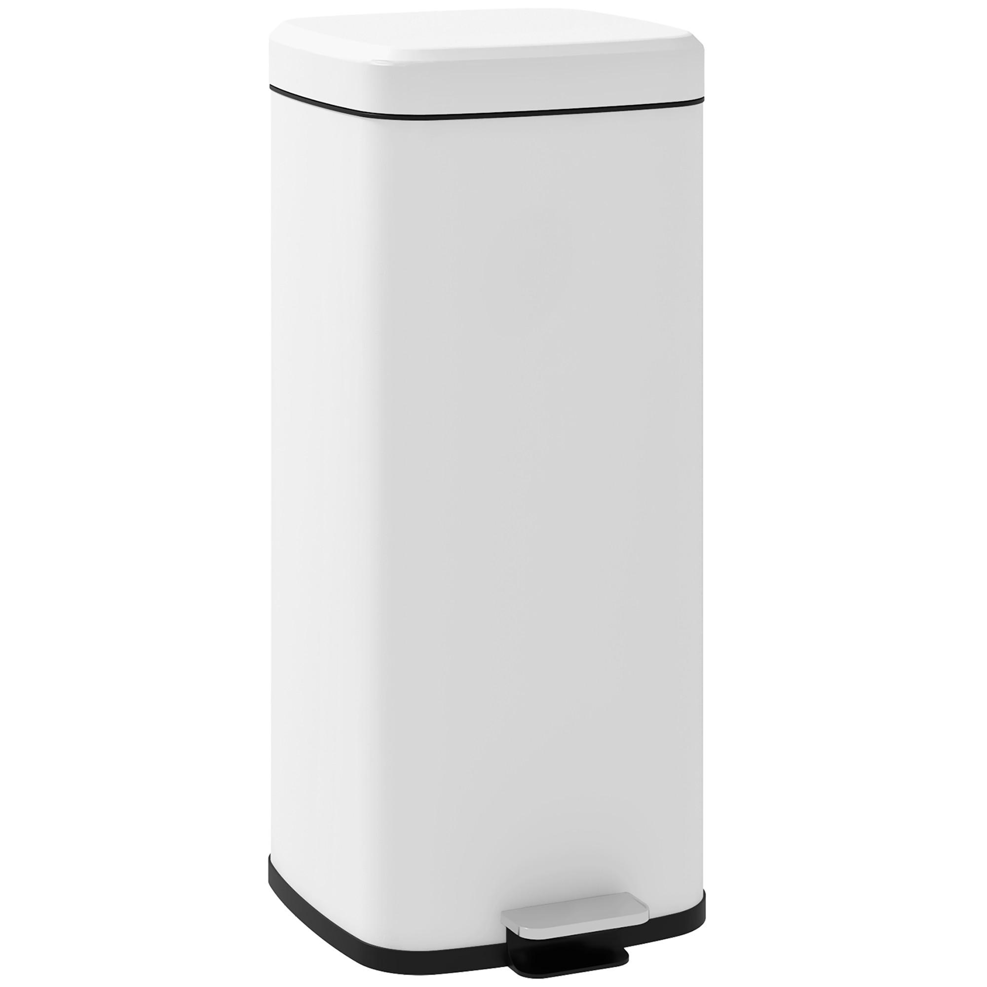 MÜLLEIMER 30L - Weiß, Metall (35/63.5/28cm) - HOMCOM