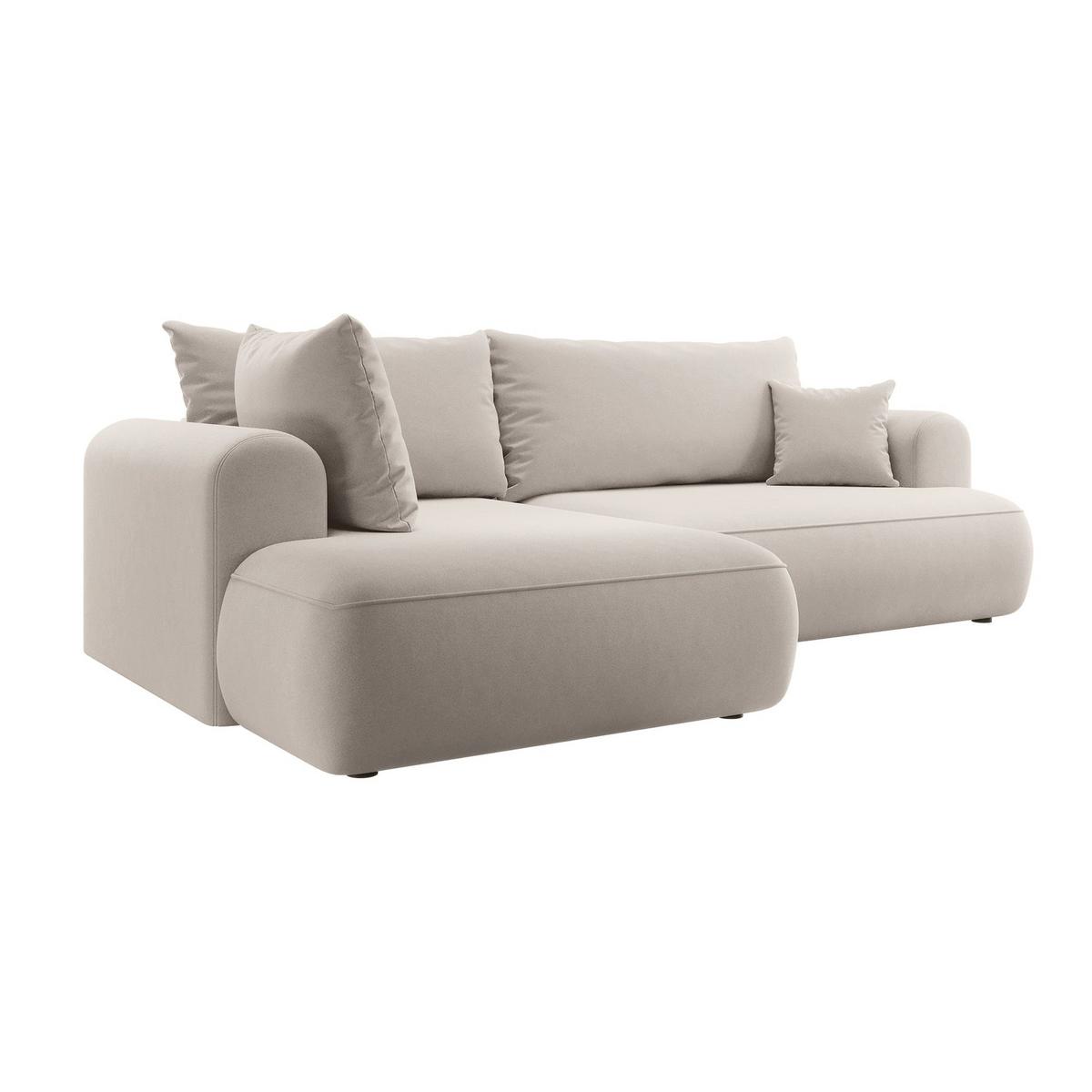 ECKSOFA Ovo Creme Samt - Creme/Schwarz, Kunststoff/Textil (260/165cm) - Selsey