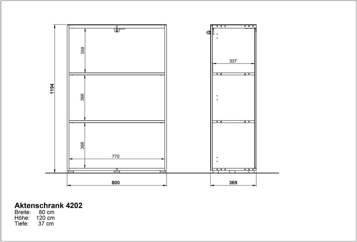 BÜRO-SET MUENCHEN 2-teilig Weiß | 120cm hoch | Kommode x Regal | Glas Front & Abschließbar - Weiß, Holzwerkstoff/Metall (145/120/37cm) - KADIMA DESIGN