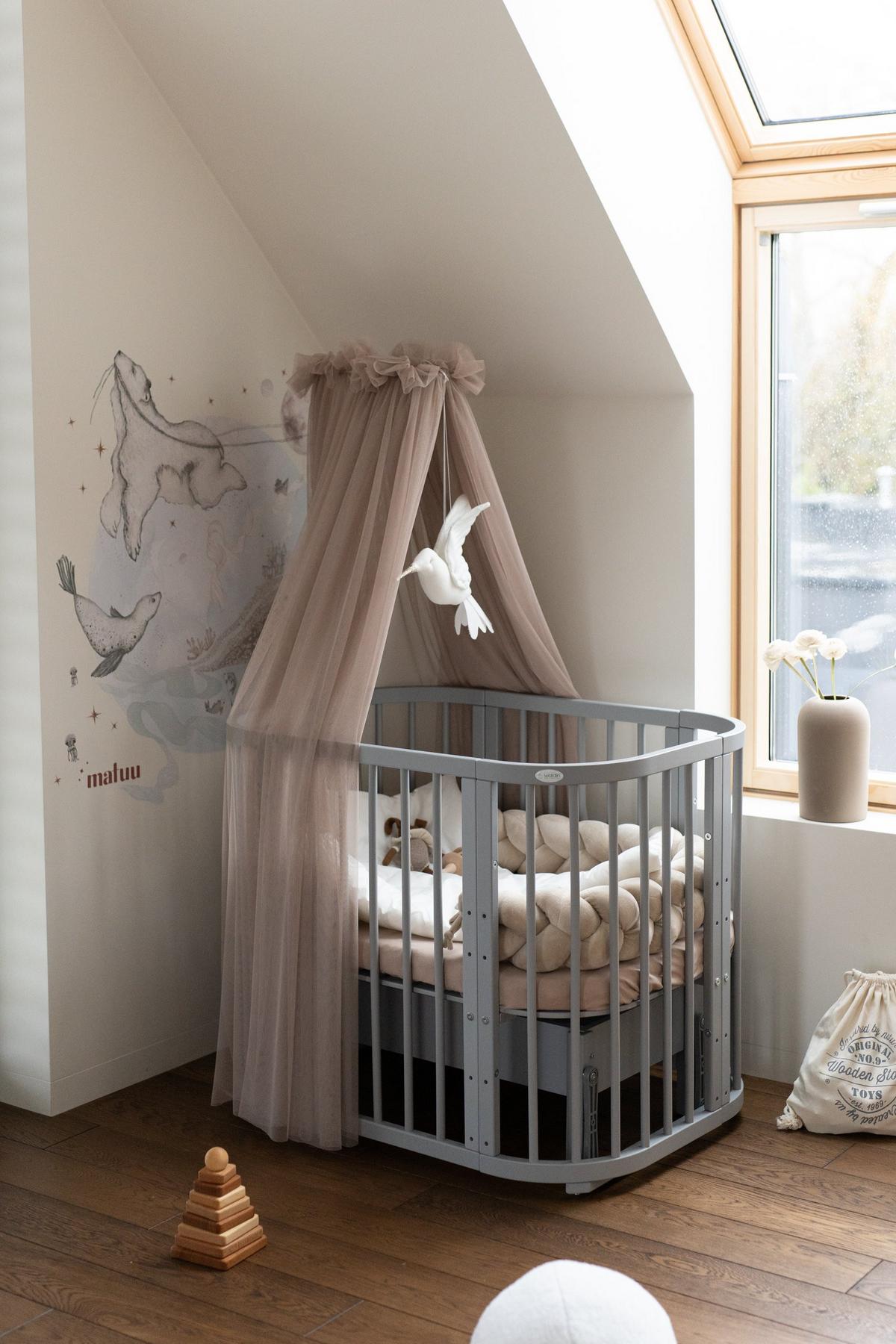 BABY Betthimmel Baldachin mit Himmelstange - Taupe, Textil - waldin