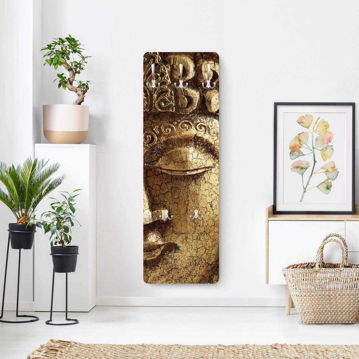 WANDGARDEROBE - Vintage Buddha 34/105 cm - Goldfarben, Holzwerkstoff (34/105/1.6cm) - Bilderwelten