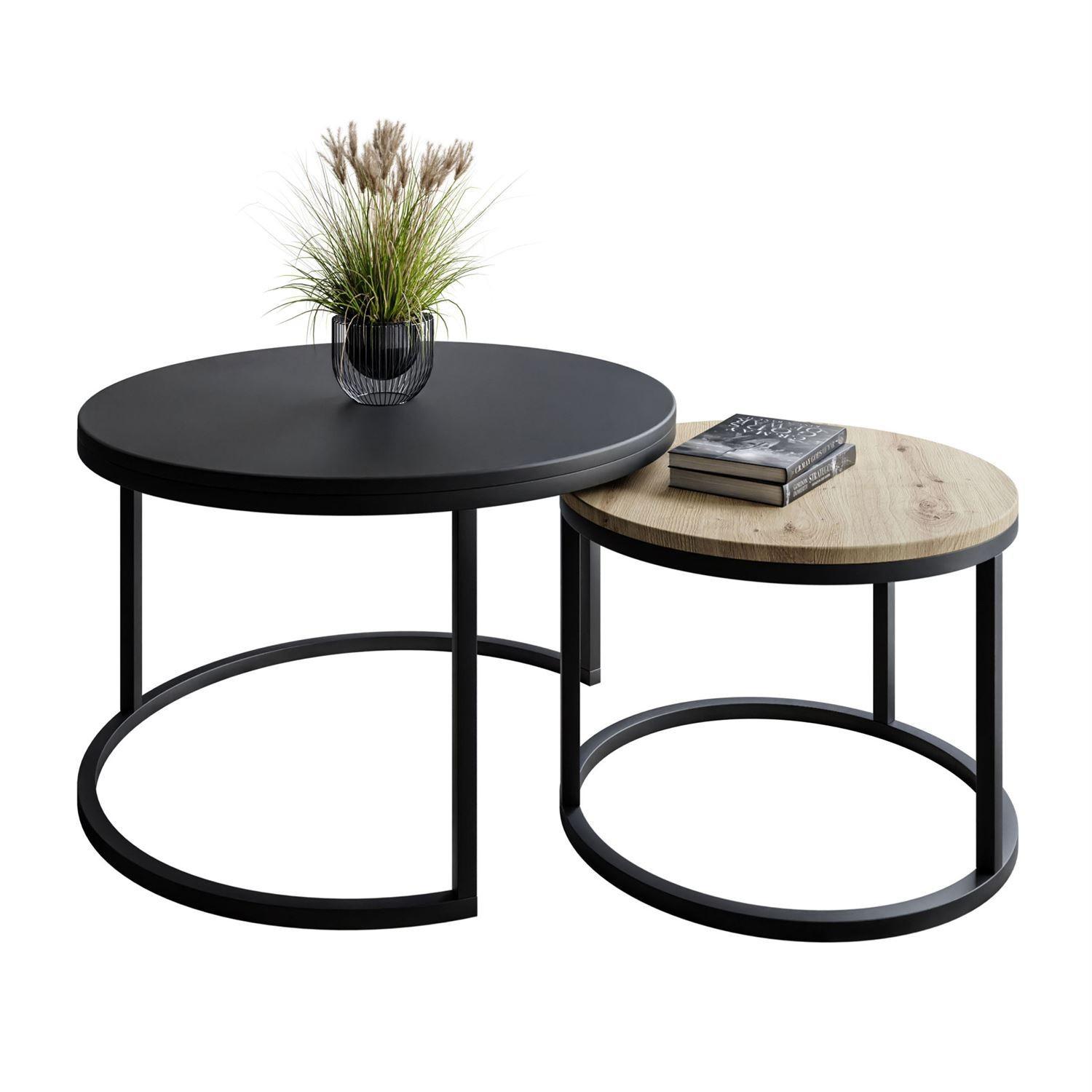 COUCHTISCH CIRI MIX SLIM 2-in-1 - Hellbraun/Schwarz, Holzwerkstoff (70/70/48cm) - Lookway