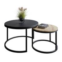 COUCHTISCH CIRI MIX SLIM 2-in-1 - Hellbraun/Schwarz, Holzwerkstoff (70/70/48cm) - Lookway