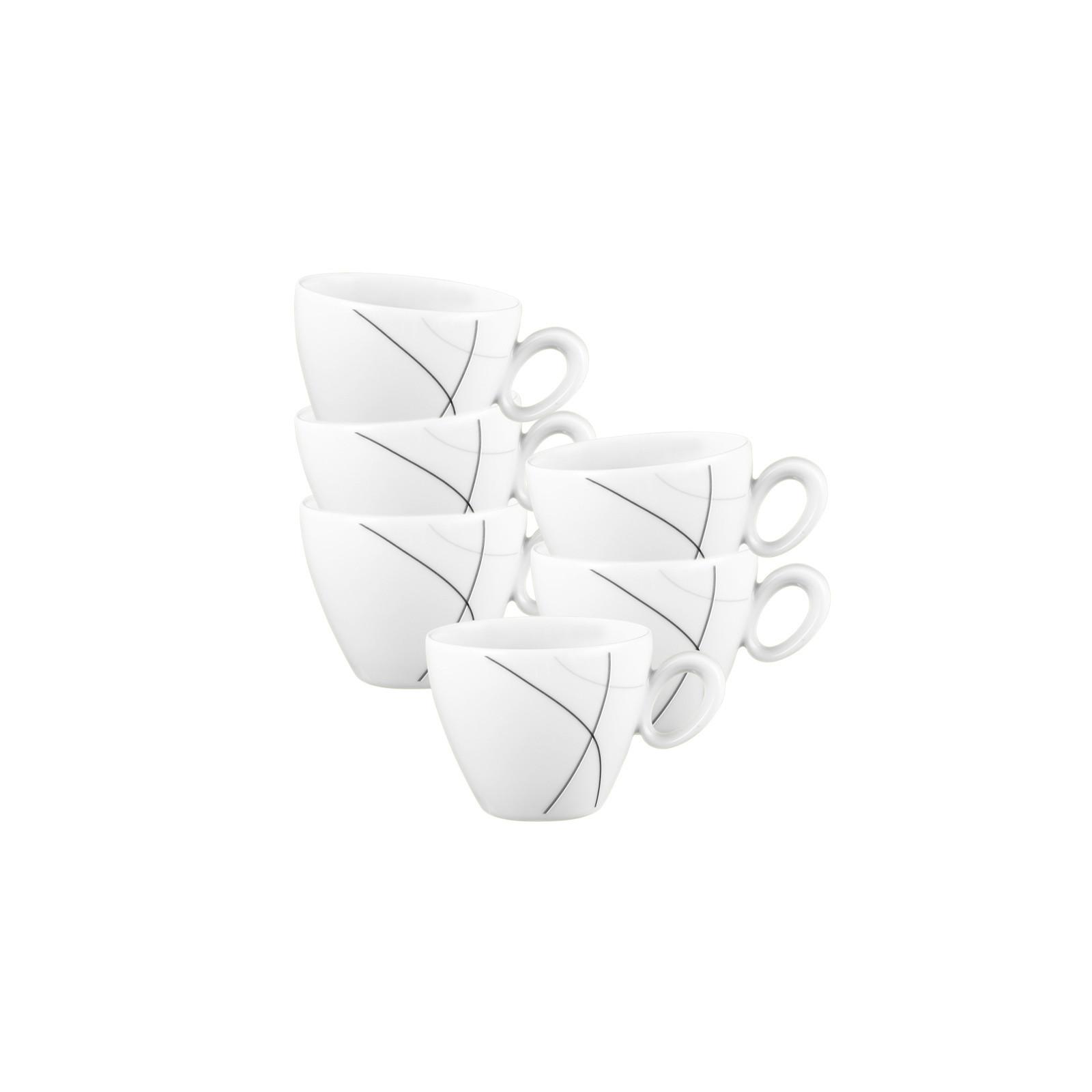 ESPRESSOTASSEN Trio Highline weiß-grau 0,11 l 6er Set - Weiß/Grau, Keramik (0.11L) - Seltmann Weiden
