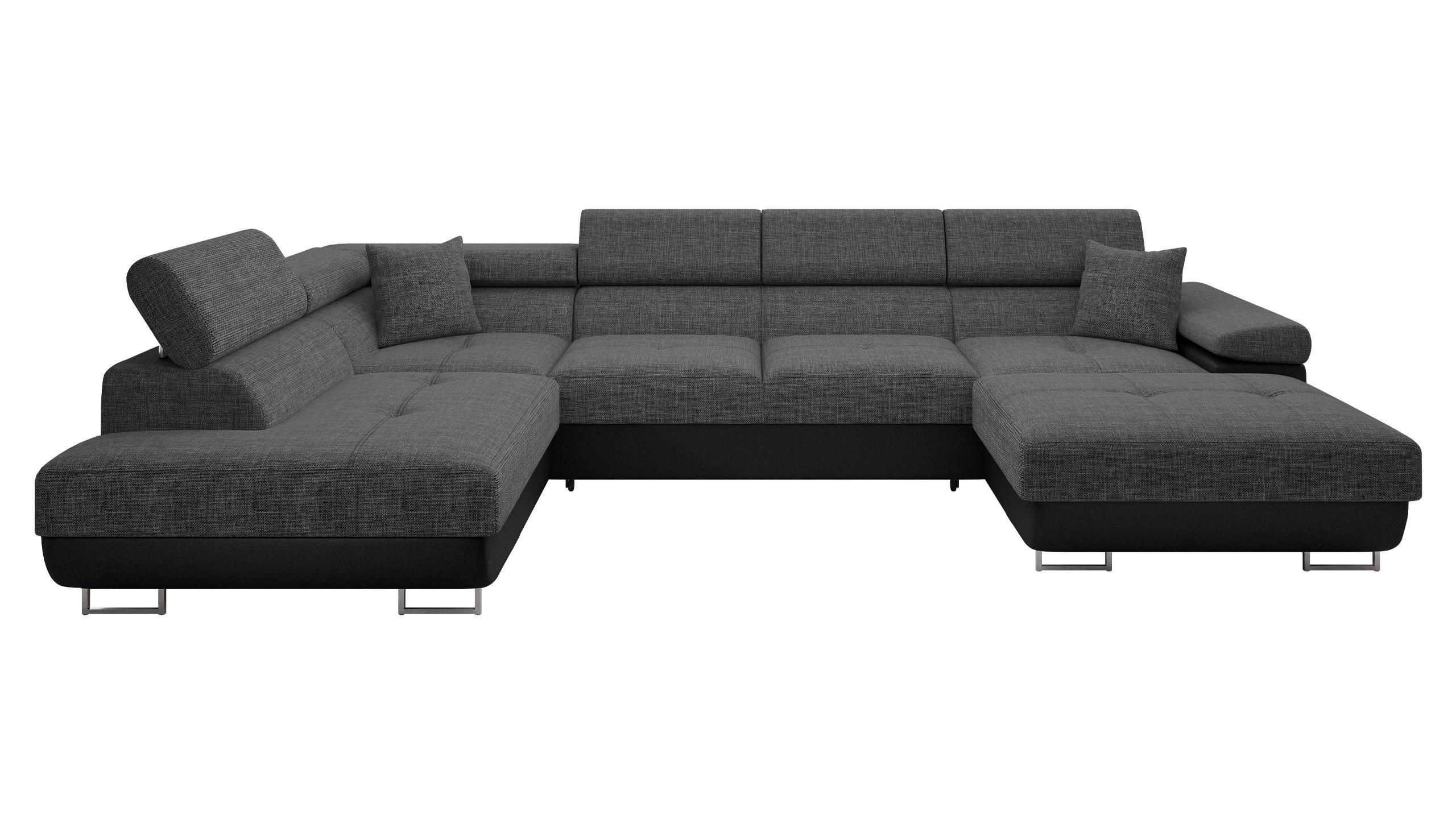 WOHNLANDSCHAFT Torezio Bis, Seite: Links - Dunkelgrau, Holz/Textil (346/90/203cm) - MIRJAN24