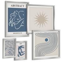 BILDER SET 5er Set - 50x50 cm & 20x30 cm & 40x60 cm Silberner Rahmen - Matisses stilvolle abstrakte Muster - Silberfarben, Kunststoff (40/60cm) - TULUP
