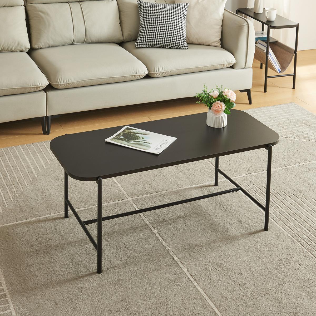 COUCHTISCH Samnanger 110/50/45 cm - Schwarz, Holzwerkstoff/Metall (110/50/45cm) - [en.casa]
