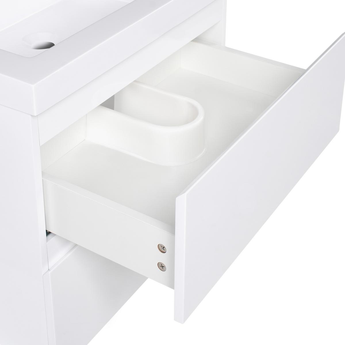WASCHBECKENUNTERSCHRANK wandmontiertk mit Waschbecken Weiß Cardiel - Weiß, Holzwerkstoff (60/55/46cm) - Beliani