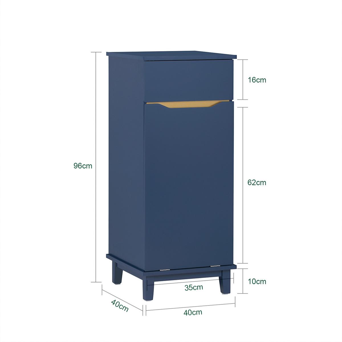 WÄSCHESCHRANK mit Wäschesack Blau - Blau, Holz/Holzwerkstoff (40/96/40cm) - SoBuy