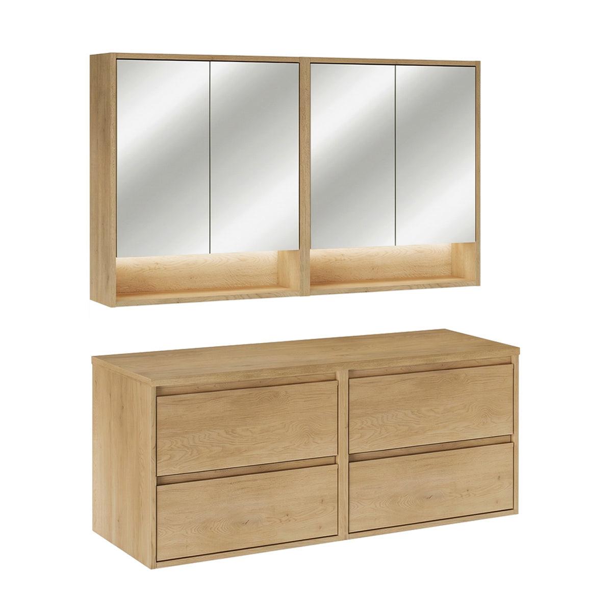 BADMÖBEL 120cm Edmé 2er-Set Holz - Braun, Holzwerkstoff (120/52.2/46cm) - Petits-meubles