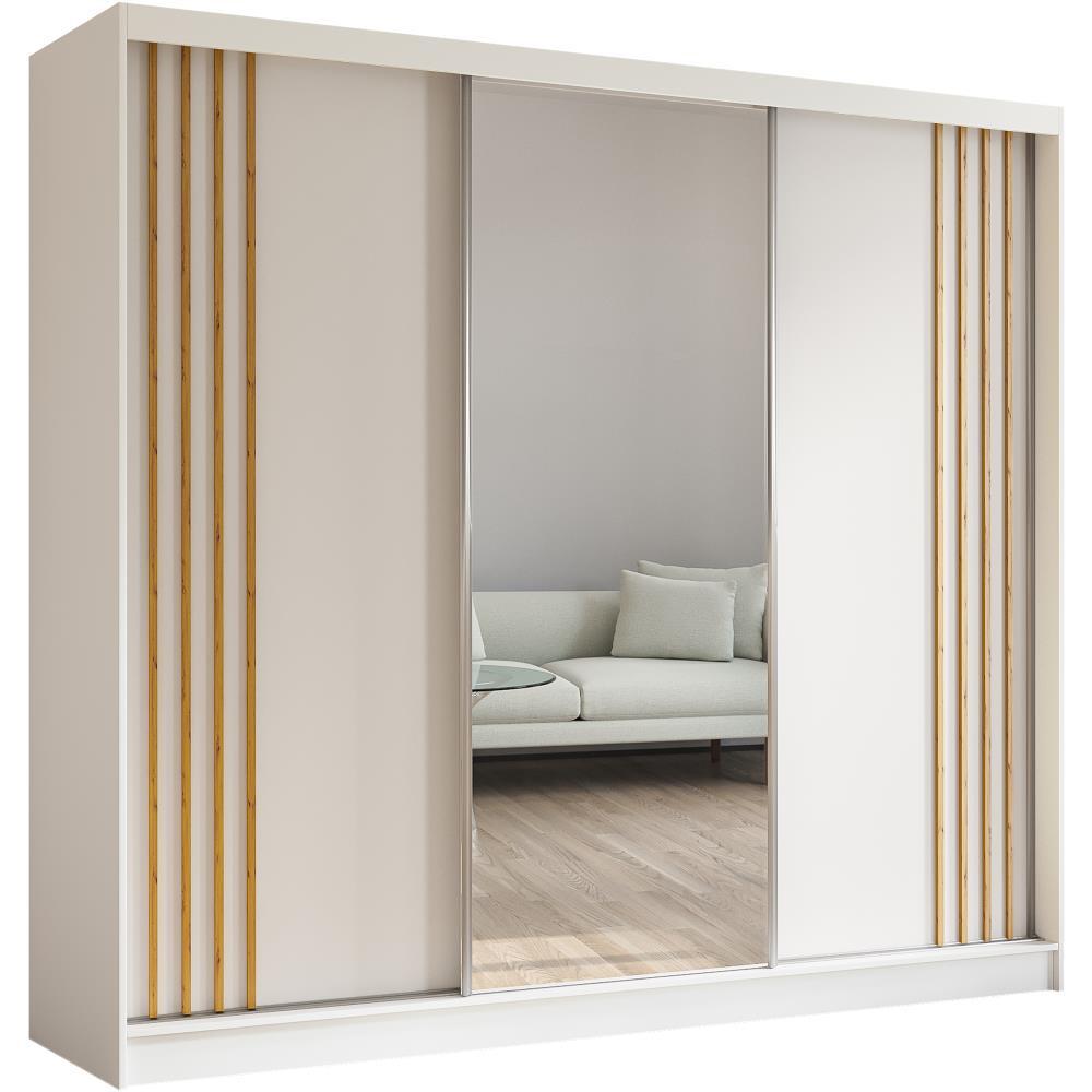 SCHWEBETÜRENSCHRANK Nela II 240/216/61 weiß mit Schubladen - Weiß/Eiche Artisan, Holzwerkstoff (240/216/61cm) - Beautysofa