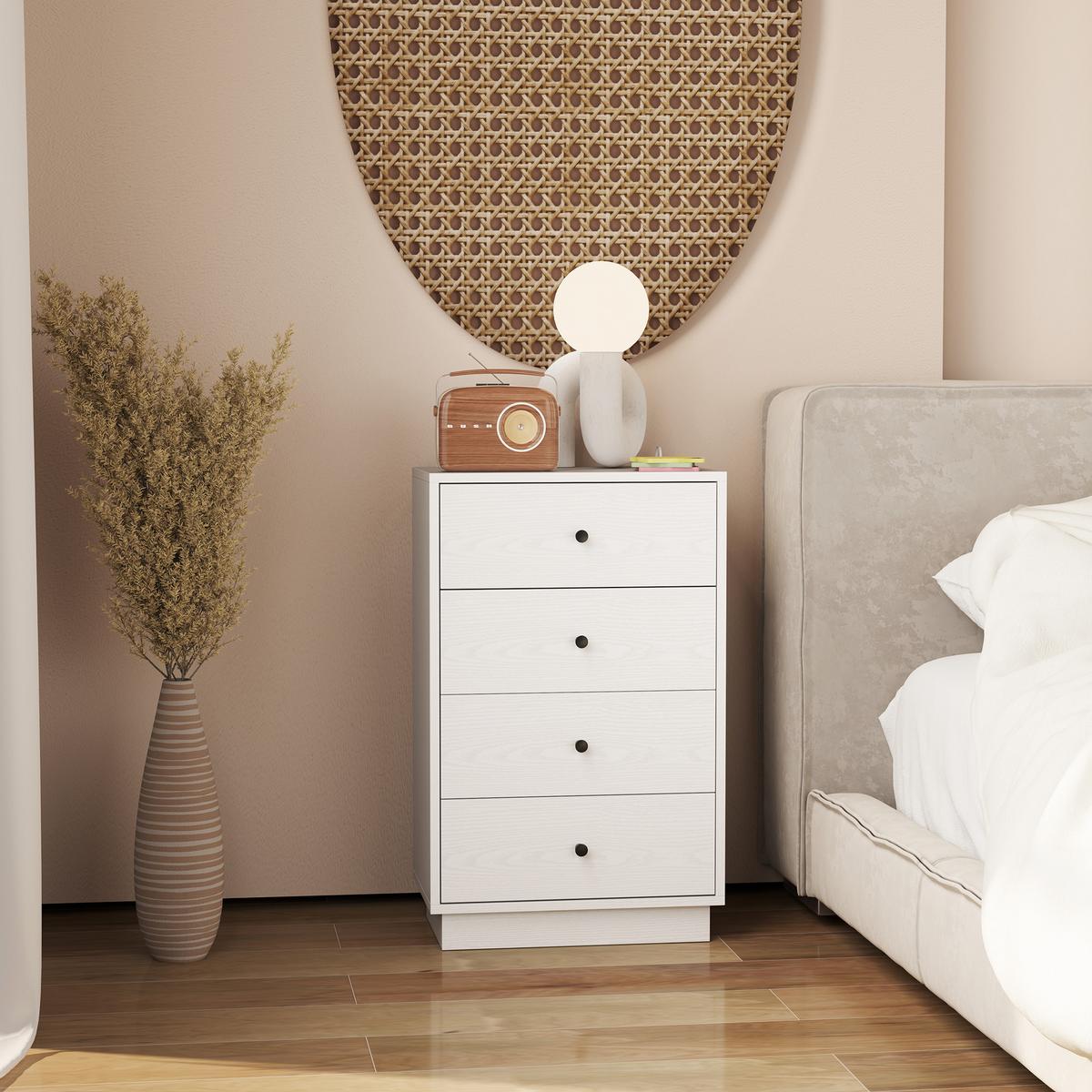 KOMMODE Sideboard mit 4 Schubladen Schrank aus Holzwerkstoff 47 x 29 x 75 cm Weiß - Weiß, Holzwerkstoff (29/75/47cm) - HOMCOM