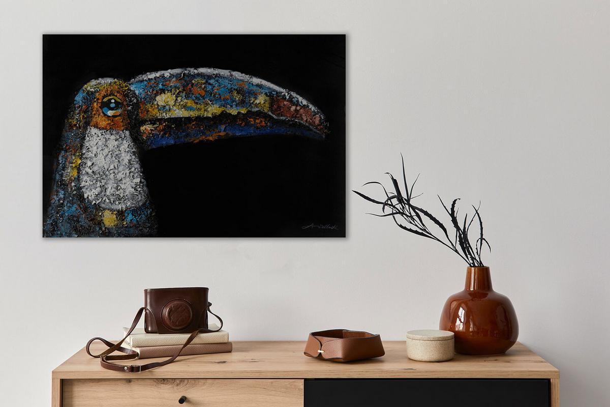 ACRYLBILD HANDGEMALT 90/60 cm - Schwarz, Holz/Textil (90/60cm) - KUNSTLOFT