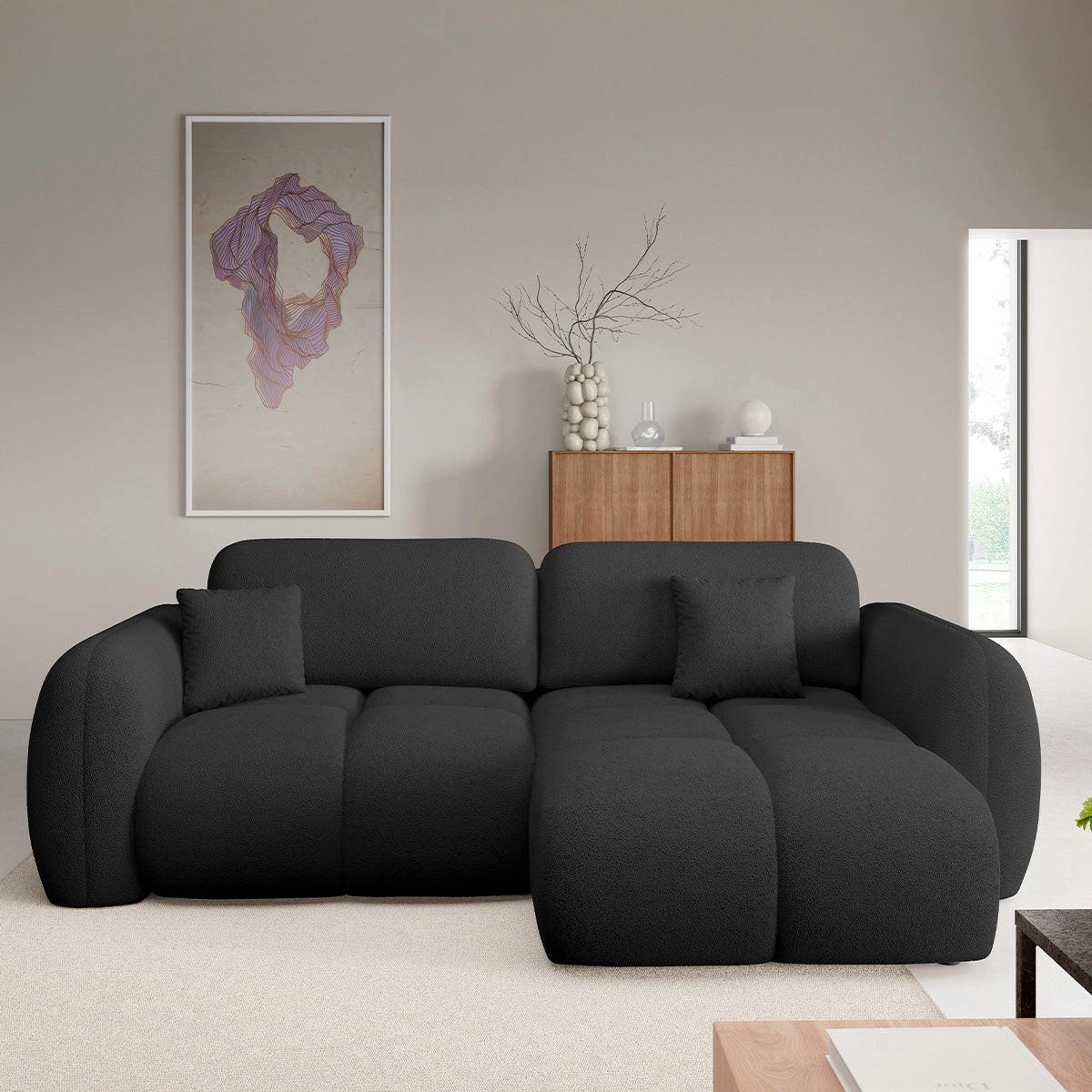 ECKSOFA Livio 3 Sitzplätze Schwarz - Schwarz, Holz (270/165cm) - Petits-meubles