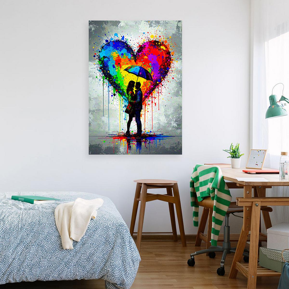 LEINWANDBILD Paar Liebe Herz Abstrakt 80x120cm - Multicolor, Textil (80/120cm) - Feeby