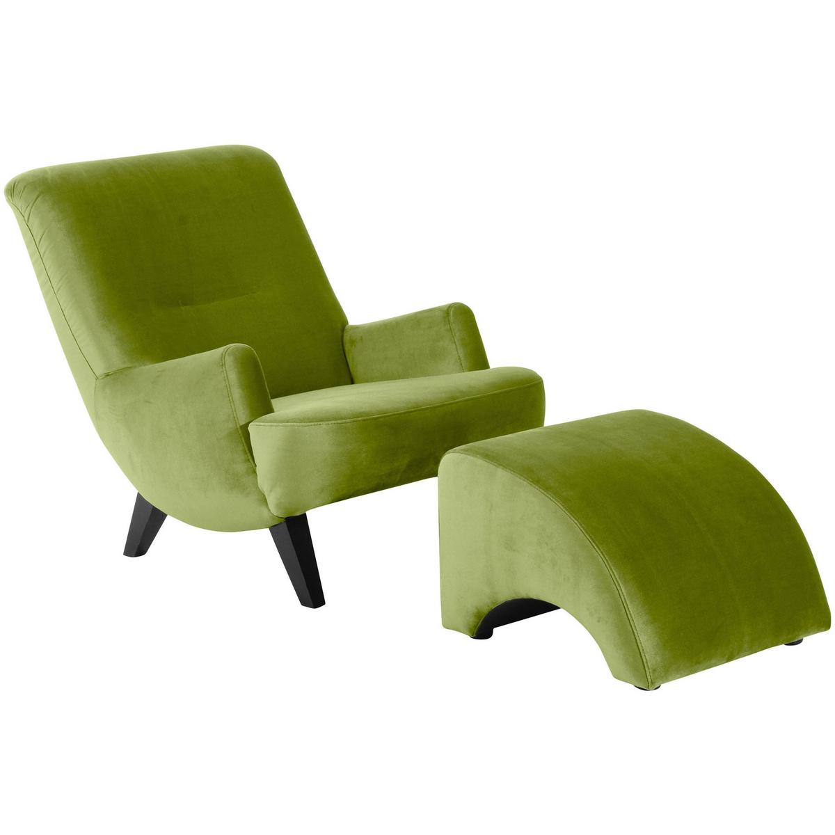 POLSTERHOCKER Kajsa Samtvelours oliv - Olivgrün, Kunststoff (52/37/54cm) - 58aufmkessel