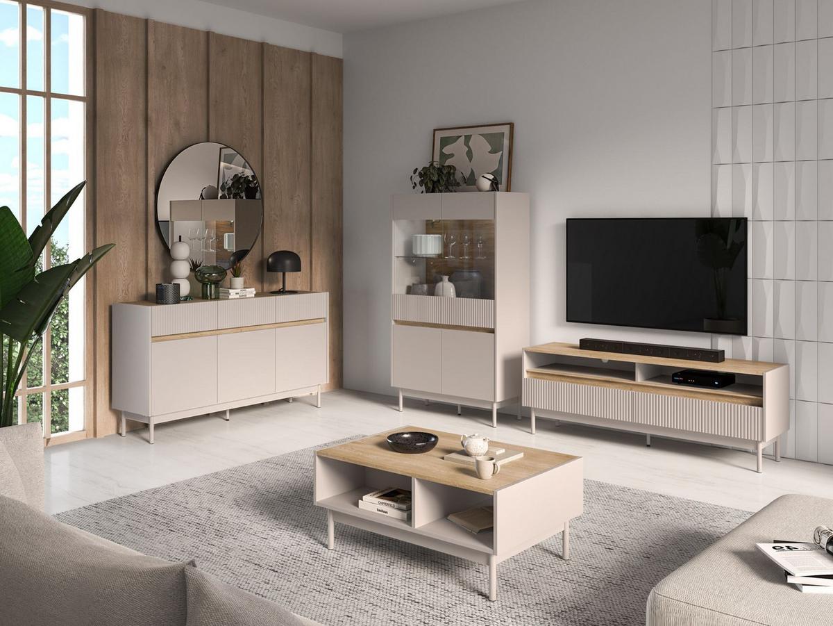 SIDEBOARD Dunea Kaschmirgrau/Eichenholzoptik 154 cm - Taupe, Holzwerkstoff/Metall (154/85/40cm) - Selsey