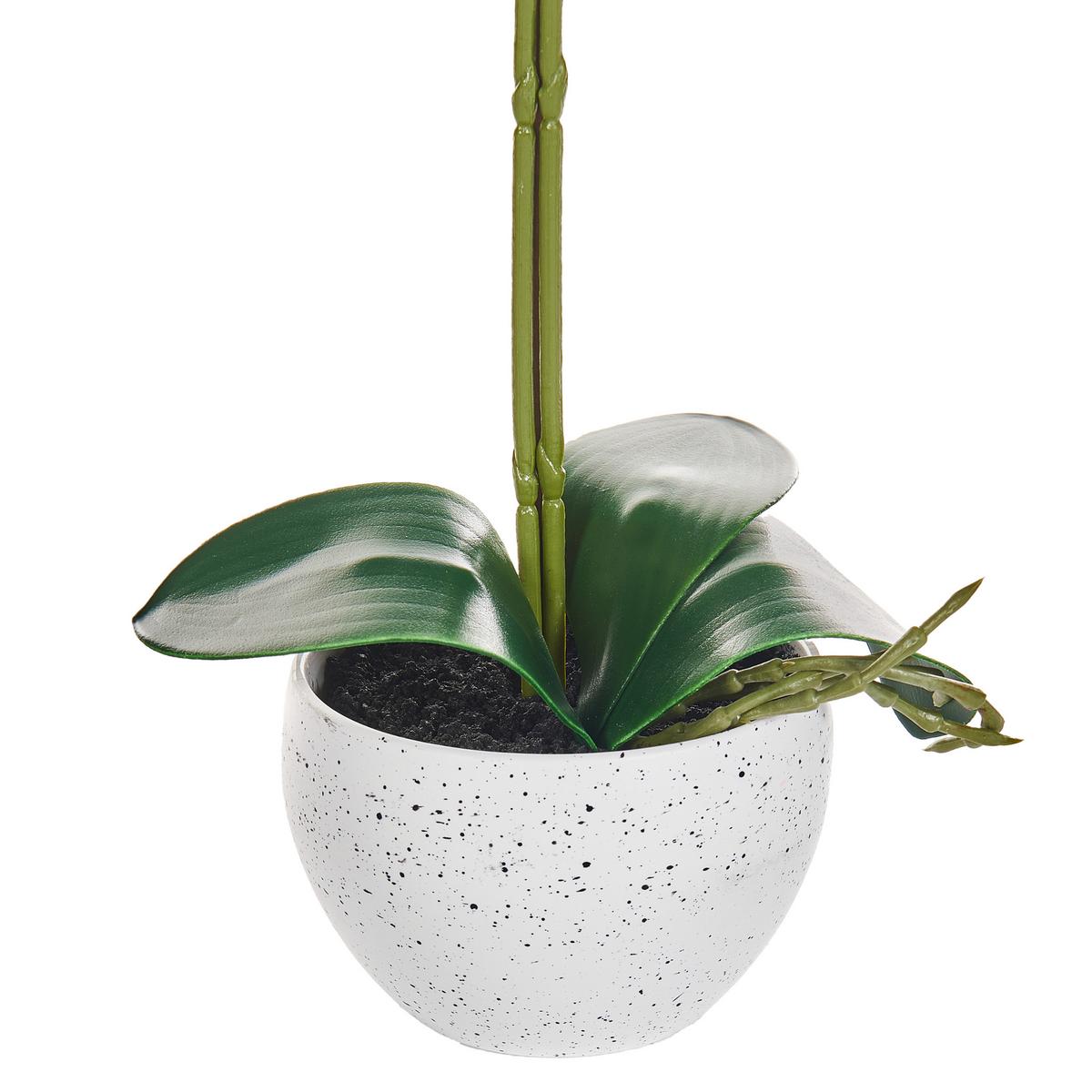 KUNSTPFLANZE im Blumentopf 42 cm Grün/Weiß Orchid - Weiß/Grün, Kunststoff (42cm) - Beliani