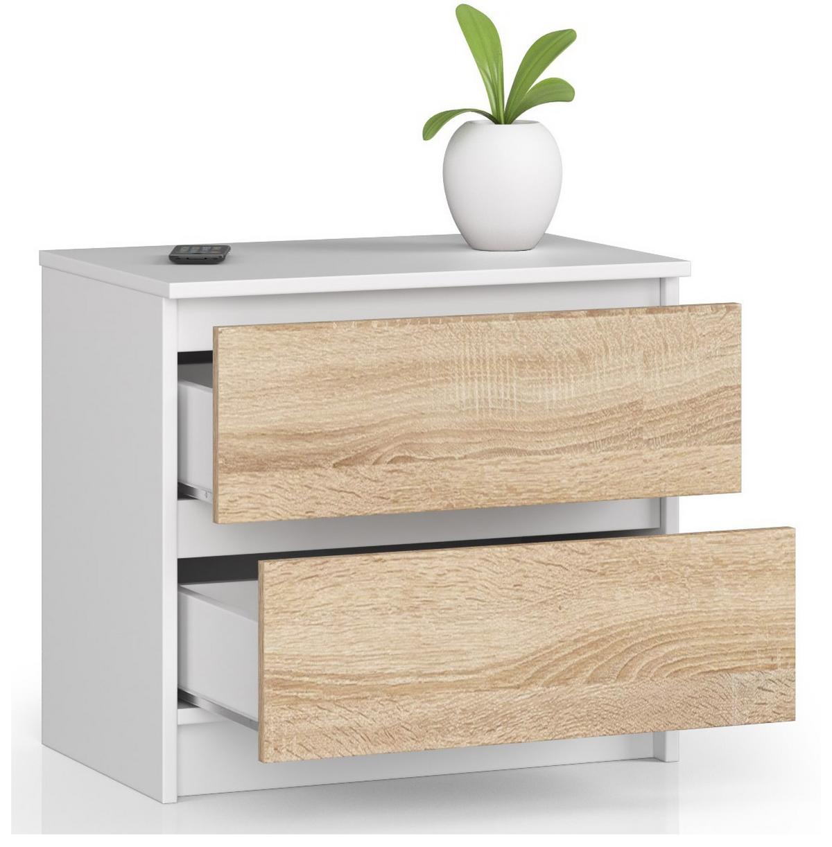 KOMMODE Weiß, Eiche Sonoma 55/60/40 - Weiß, Holzwerkstoff (60/55/40cm) - RAUMHIRSCH FURNITURE