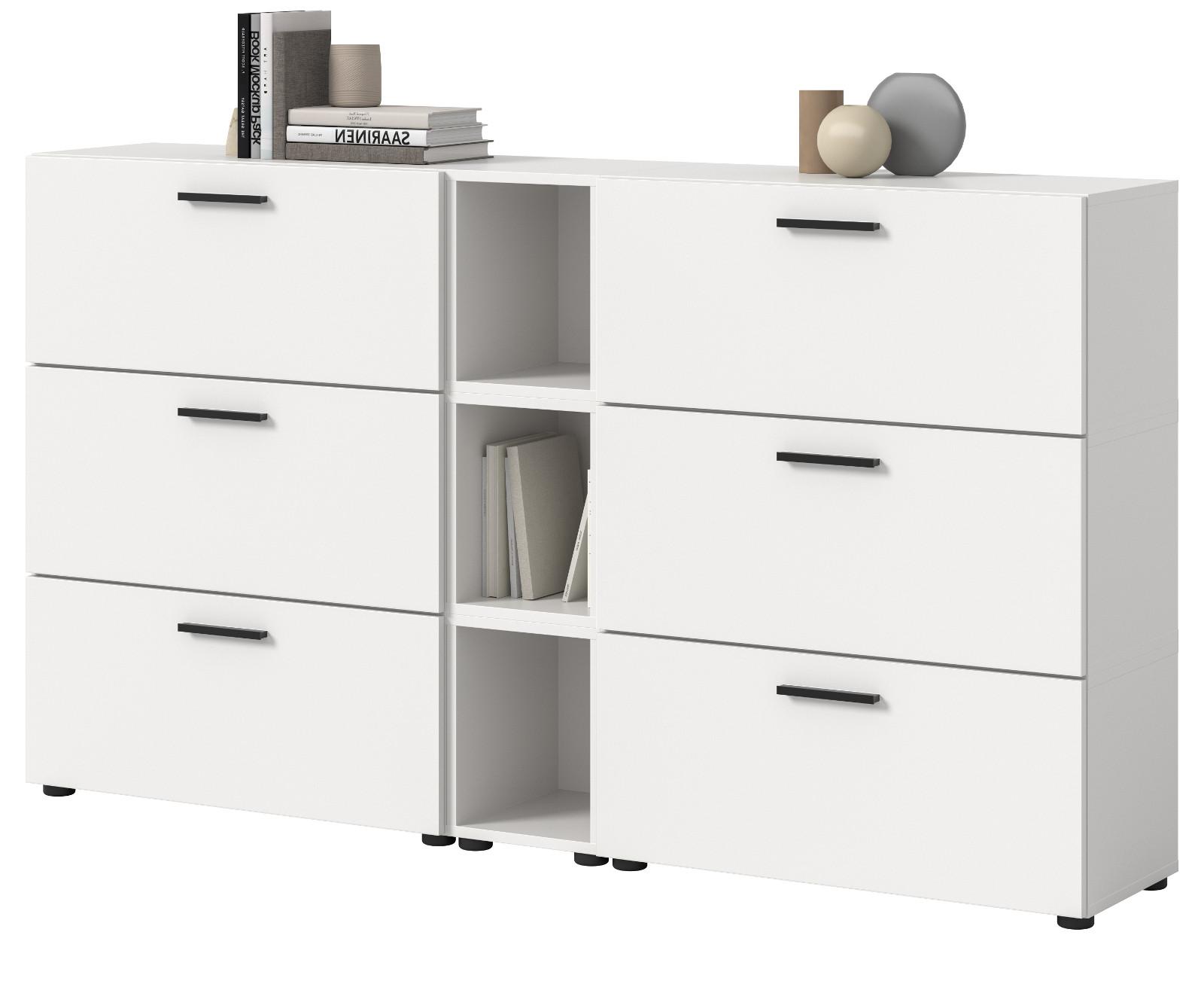 SIDEBOARD weiß 176 cm, Kommode mit Soft-Close - Schwarz/Weiß, Holzwerkstoff/Kunststoff (176/99/34cm) - Inn.Furn