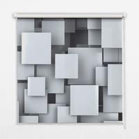 INNENROLLO - Fensterrollo - Rollo - 140x140 cm - Graue 3D-Quadrate - Grau, Kunststoff (140/140/0.5cm) - TULUP