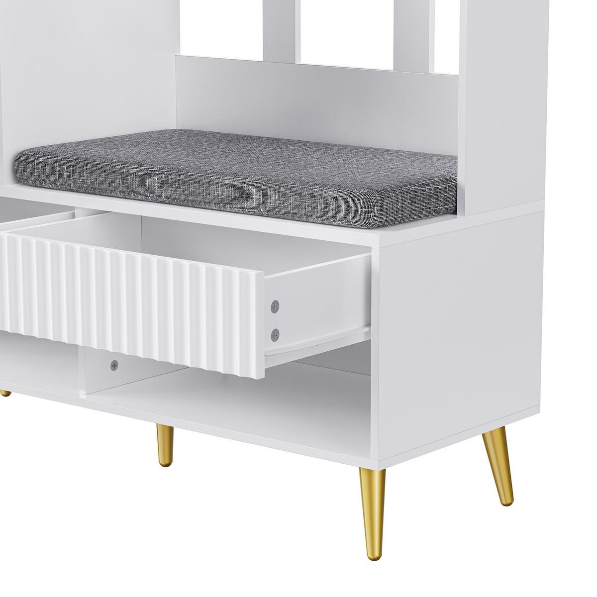 GARDEROBEN-SET 100 cm in Weiß 6-in-1 Flurgarderobe - Weiß, Holzwerkstoff (100/180/35cm) - Urban Meuble